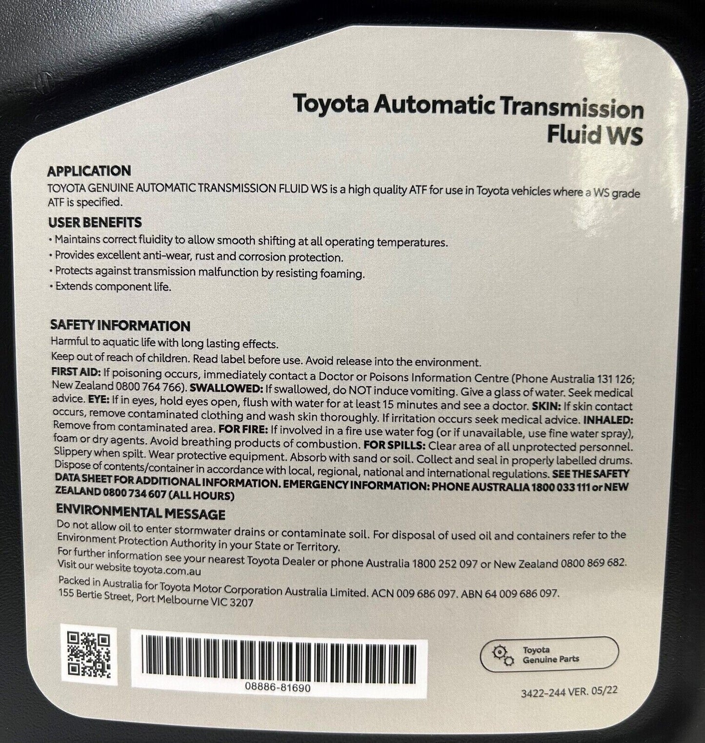 ATF Type WS 4LTR